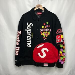 FW21 2021 Supreme NYC Skittles Mitchell & Ness Racing Varsity Jacket L